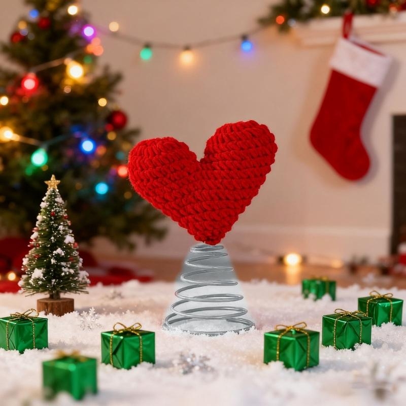 Star Tree Topper - Yaylı Kalp Noel Ağacı Toppers Yıldız
