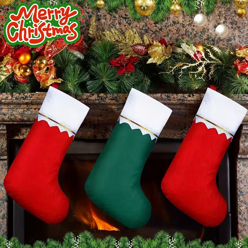 Christmas Stocking Hanging - 12-24 Adet Noel Çorabı Asma Süs