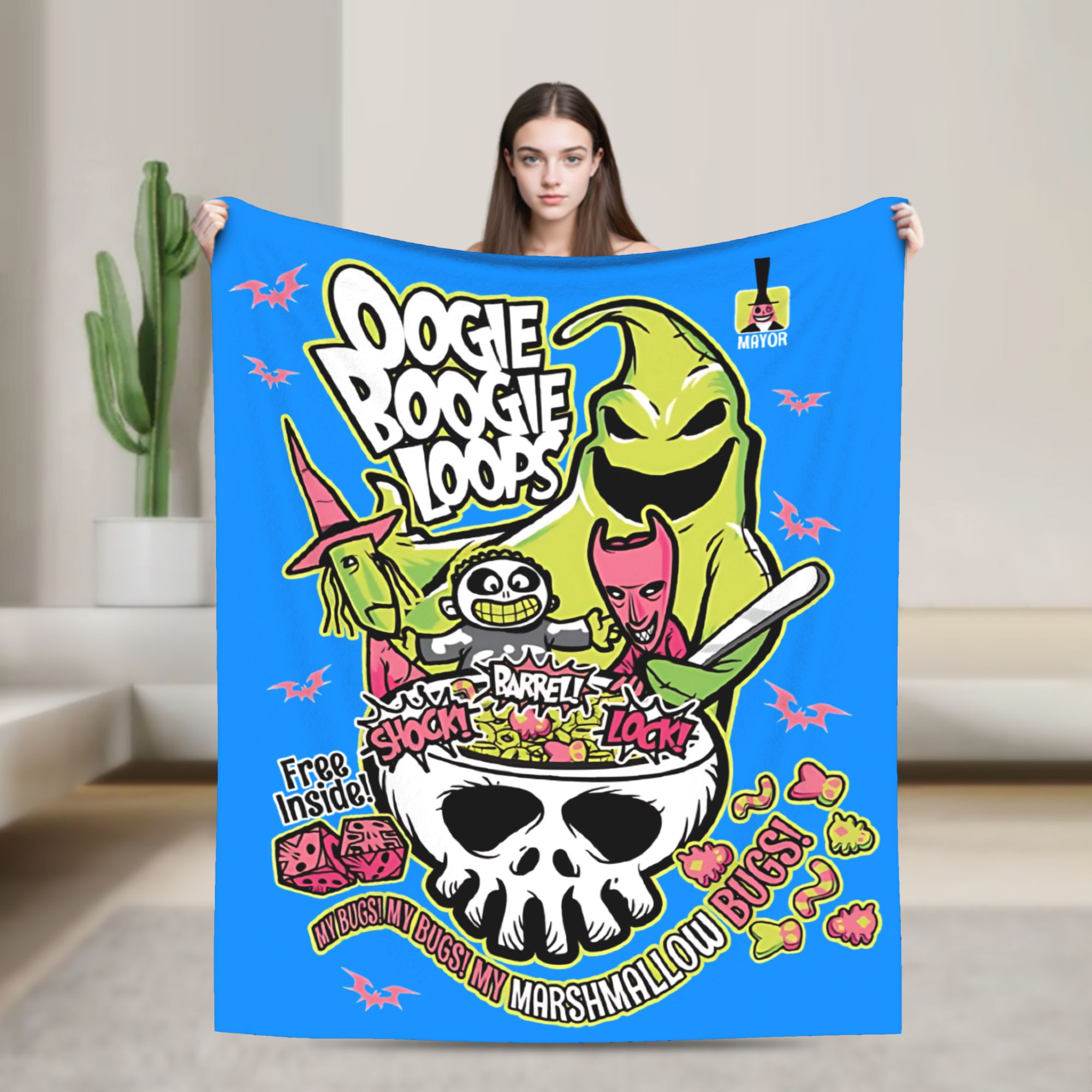 Christmas Throw Blanket - Oogie Boogie Loops Cadılar Bayramı Noel