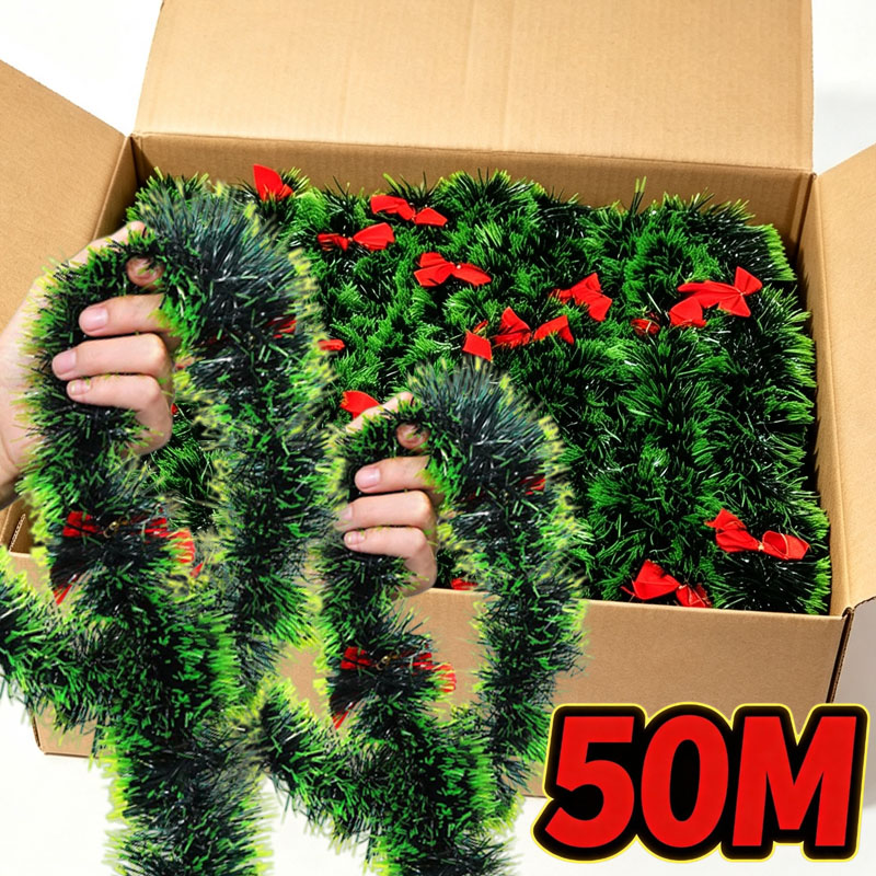 Kırmızı Fiyonklu Noel Ağacı Sü - Tinsel Garland Decoration incelemesi ve fiyatı