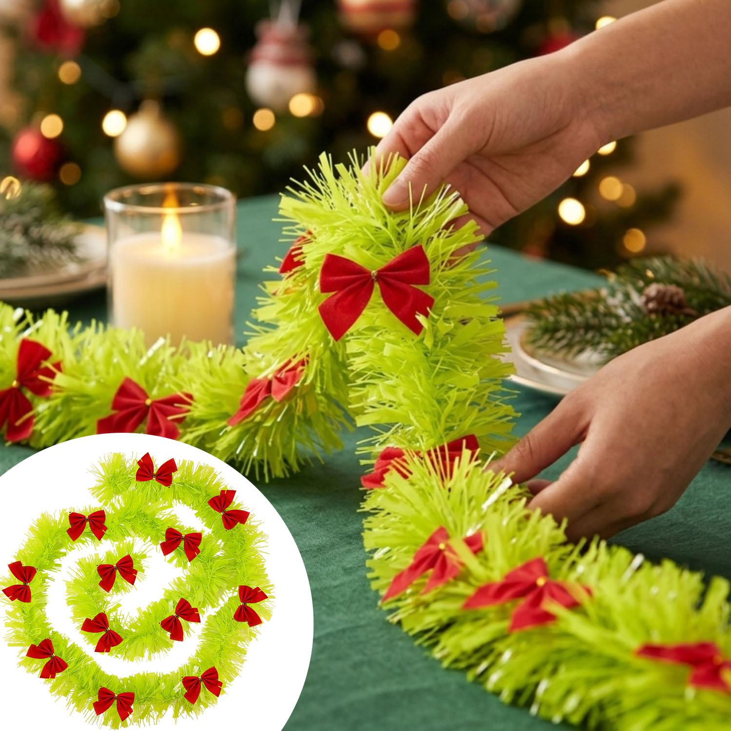 Kırmızı Fiyonklu Noel Ağacı Sü - Tinsel Garland Decoration incelemesi ve fiyatı